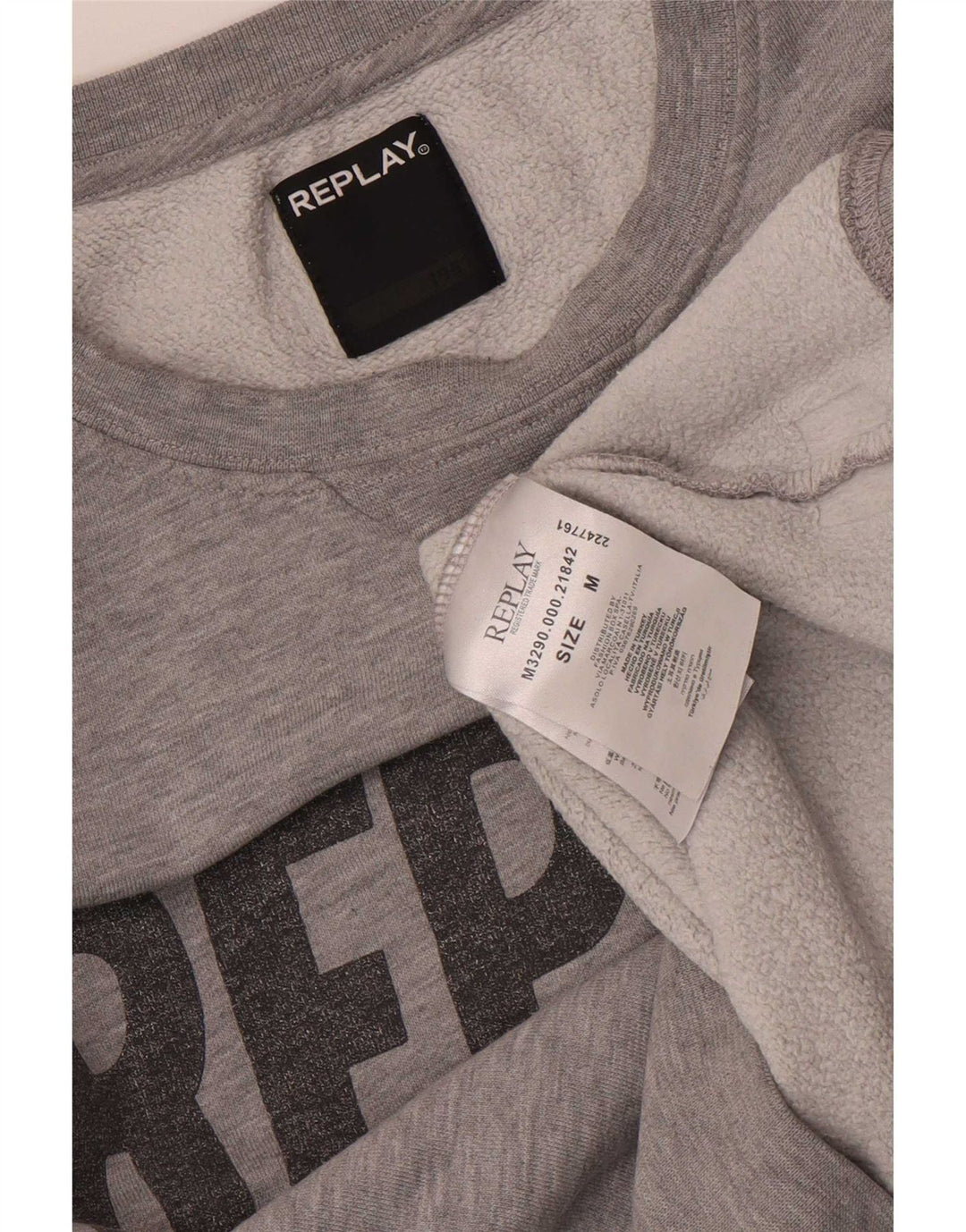 Replay Herren-Sweatshirt mit grafischem Muster, mittelgrau gesprenkelte Baumwolle