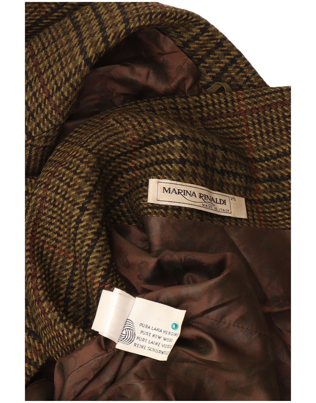 Marina Rinaldi Damen-Blazerjacke, Größe 25, groß, Khaki-Hahnentrittmuster