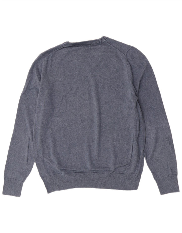 Marks & Spencer Herren-Pullover mit V-Ausschnitt, groß, aus blauer Baumwolle