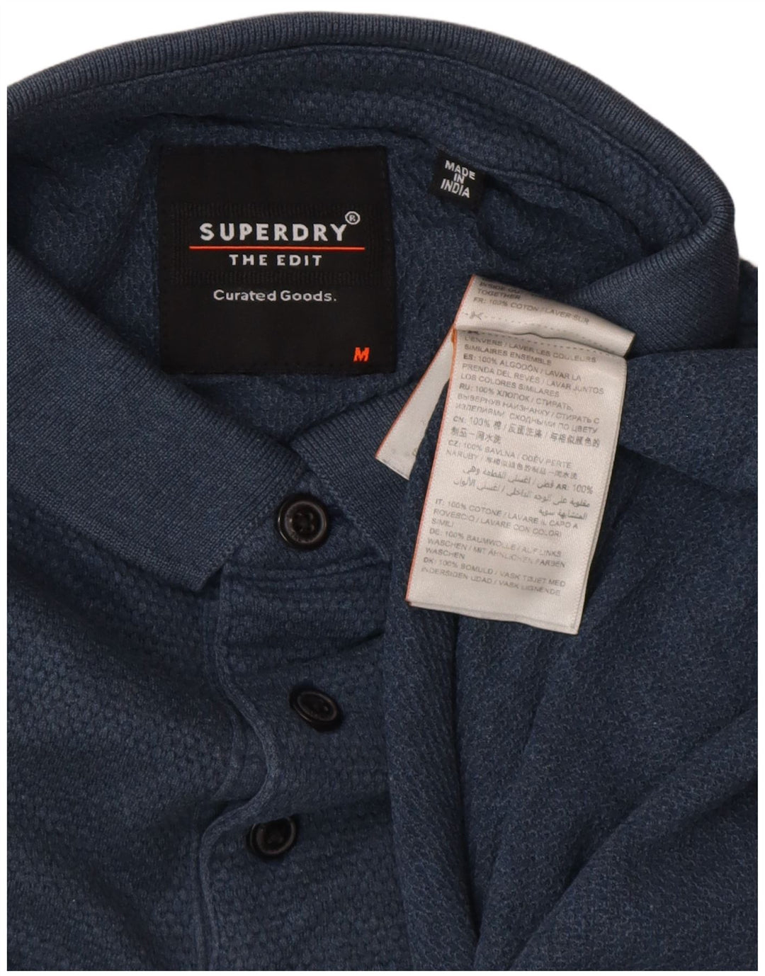 Superdry Herren-Poloshirt aus mittelblauer Baumwolle in Marineblau