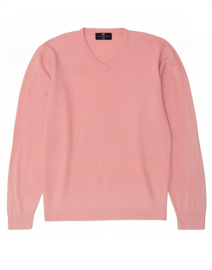 Marks & Spencer Herren Blue Harbor V-Ausschnitt Pullover Pullover Mittelrosa Acryl
