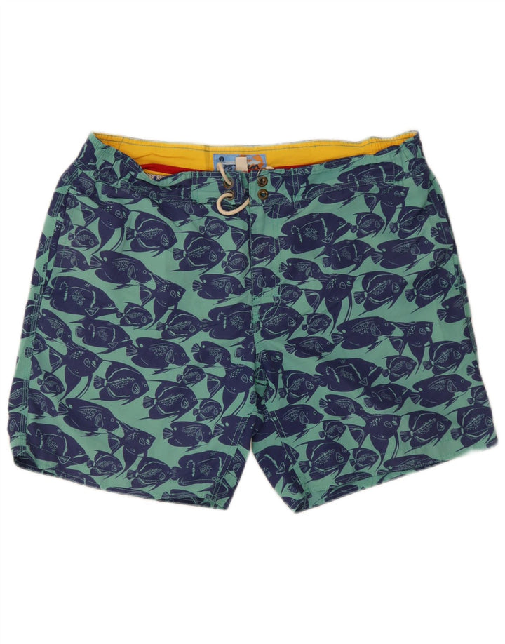 Boden Herren-Badeshorts mit Grafik, Größe L, Blau
