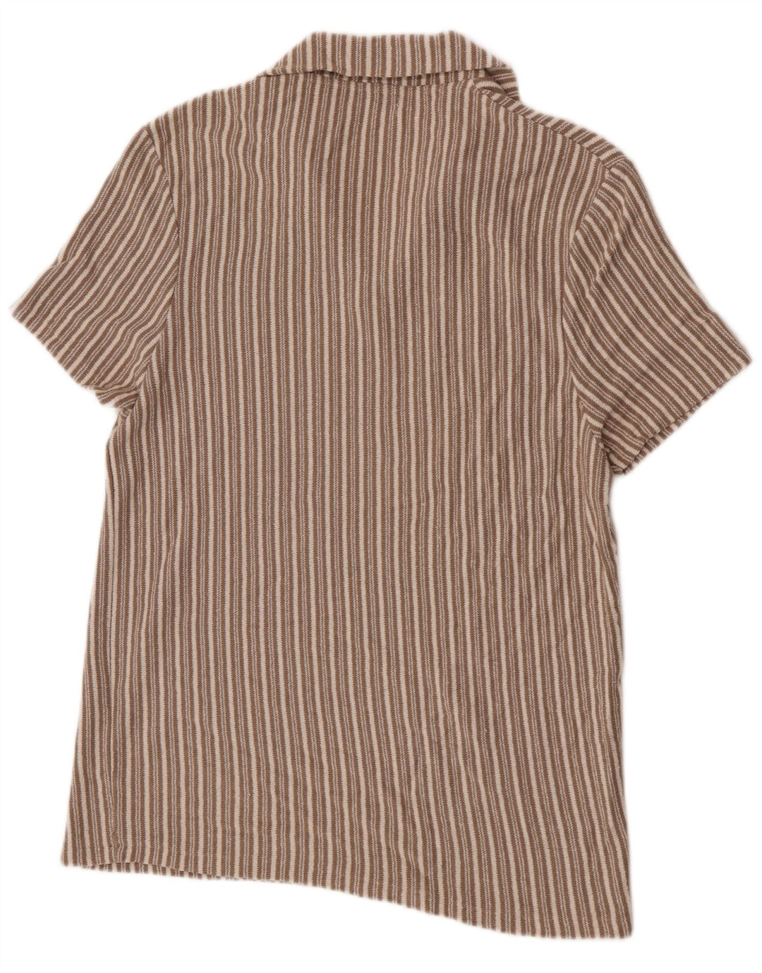 Zara Herren-Poloshirt, groß, beige, gestreift, Baumwolle