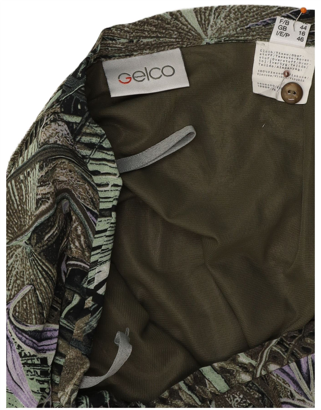 GELCO Damen Trompetenrock mit hoher Taille, UK 16, Größe L W32, grünes Blumenmuster