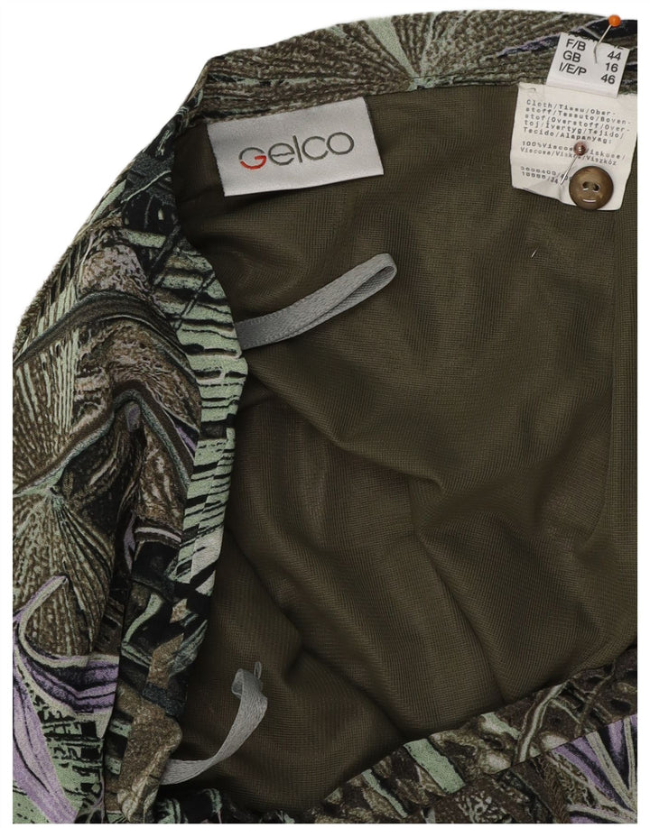 GELCO Damen Trompetenrock mit hoher Taille, UK 16, Größe L W32, grünes Blumenmuster