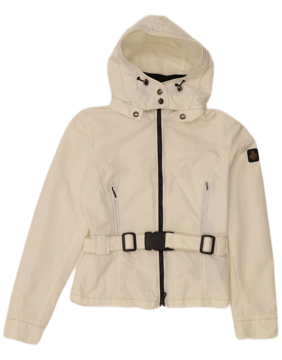 Refrigiwear Womens Crop Hooded Rain Jacket UK 12 Medium White Polyamid