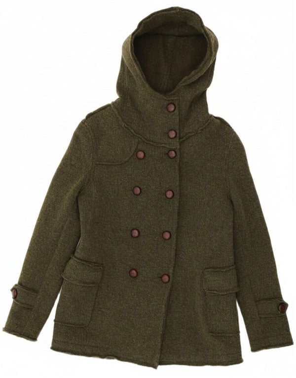 Vintage Damen Kapuzen-Doppelbrust-Windbreakerjacke UK 18 XL Khaki