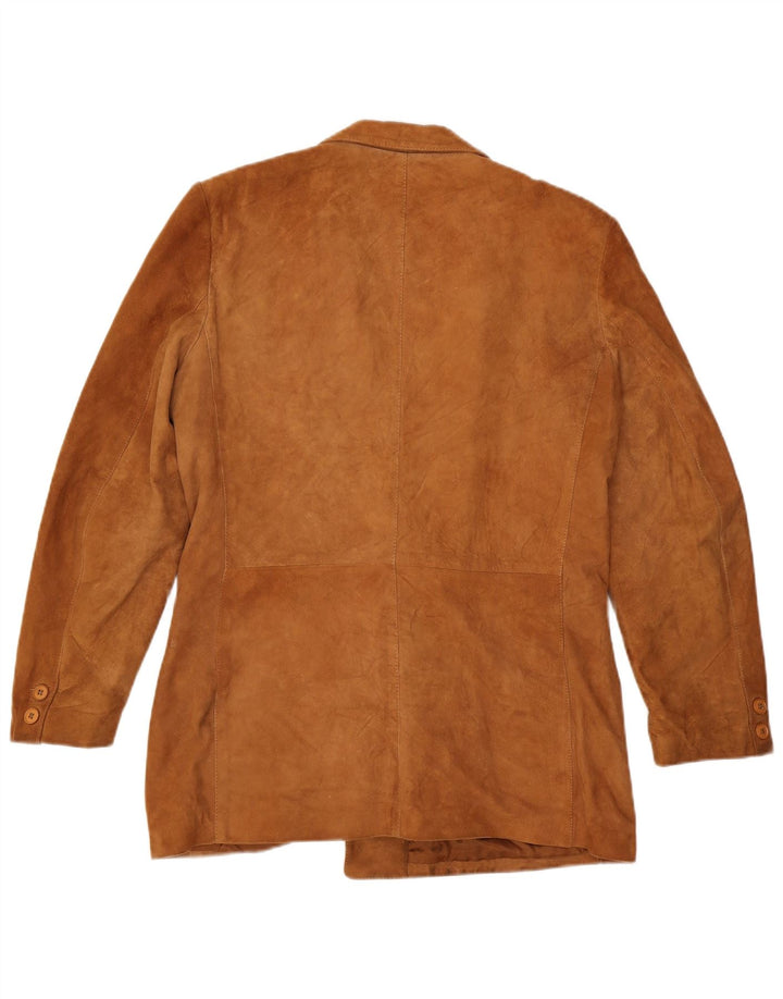 Vintage Herren Zweireiher Wildleder Blazer Jacke IT 52 XL Braunes Leder