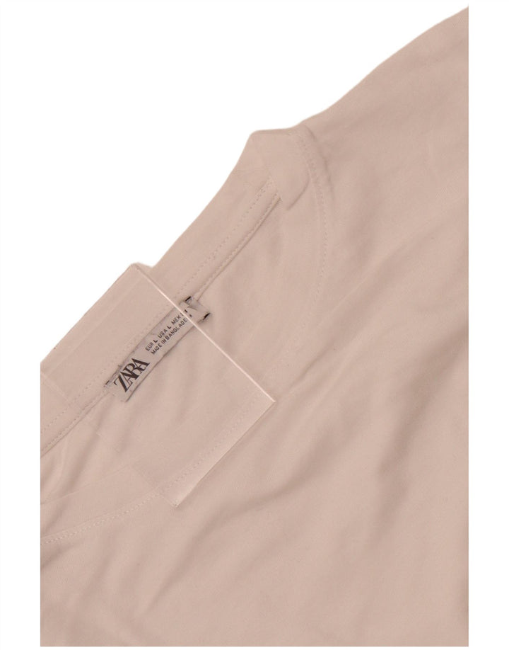 Zara Damen Crop Bluse Top UK 16 Large Weiß