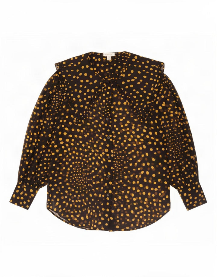Topshop Damen-Hemdbluse in Übergröße, Gr. 10, Größe S, schwarz geflecktes Polyester
