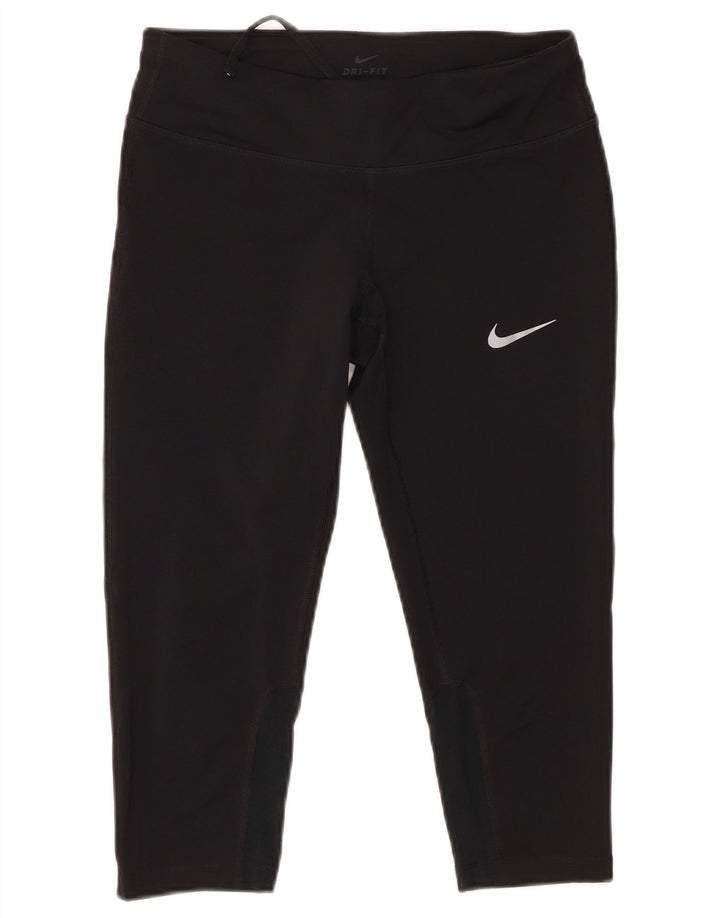 Nike Damen Climalite Capri Leggings UK 10 Small Schwarz Polyester