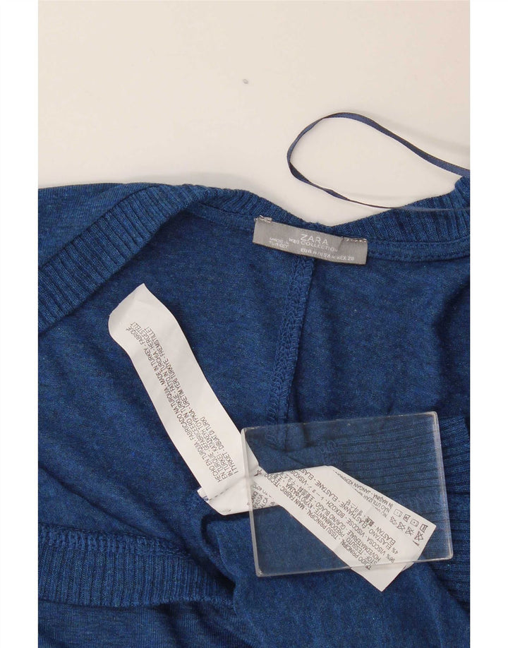 Zara Damen Übergroßes Top Langarm UK 14 Mittelblaue Viskose
