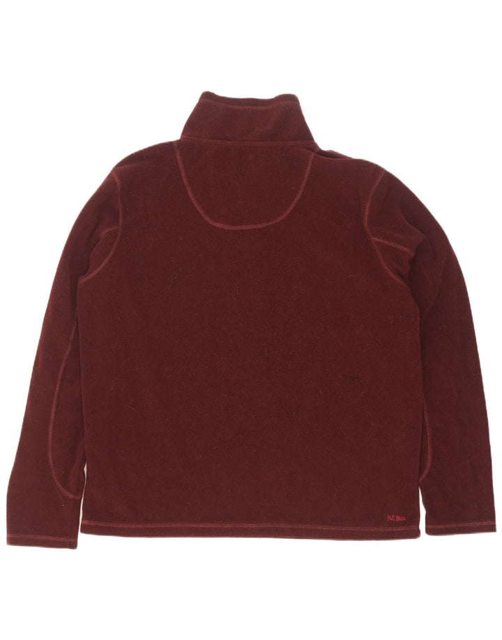 Fat Face Herren-Fleecepullover mit Reißverschluss am Hals, groß, kastanienbraunes Polyester