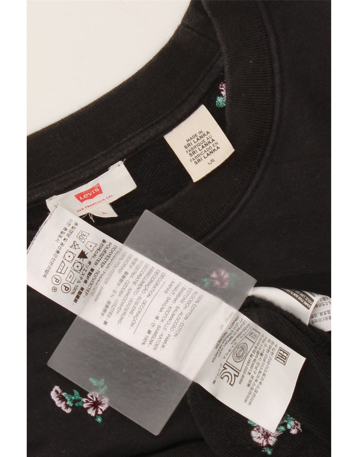 Levi's Damen-Sweatshirt-Pullover in Übergröße, Gr. 16, Größe L, schwarz, geblümt, Baumwolle