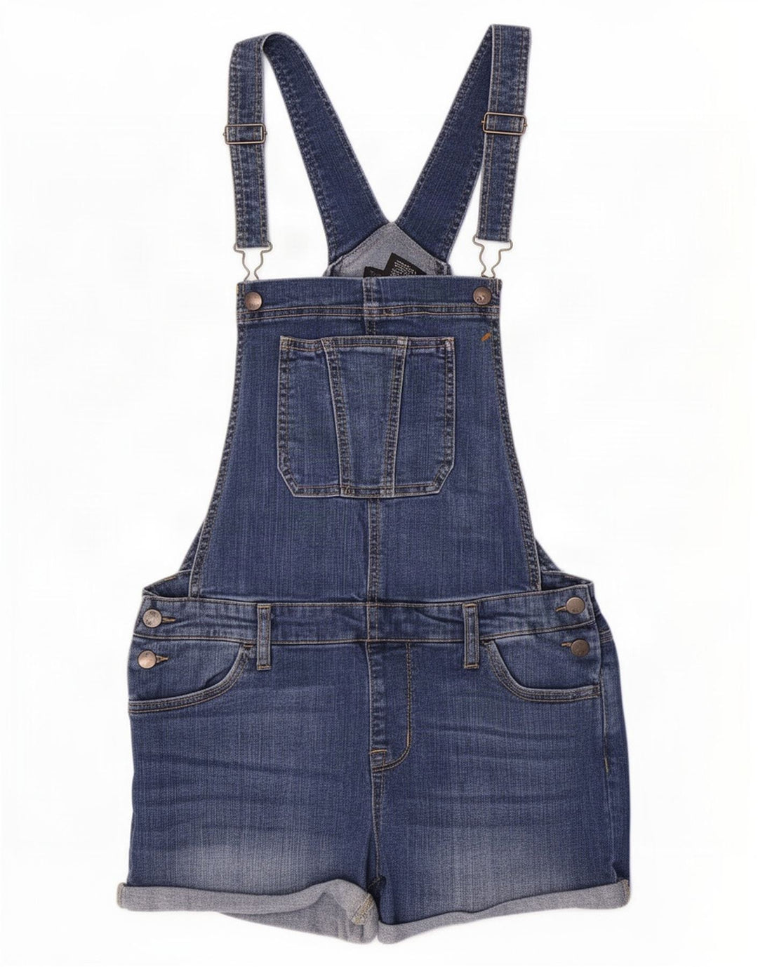 Mossimo Damen-Stretch-Latzhose, Denim-Shorts, Größe M, W30, Blau, Baumwolle