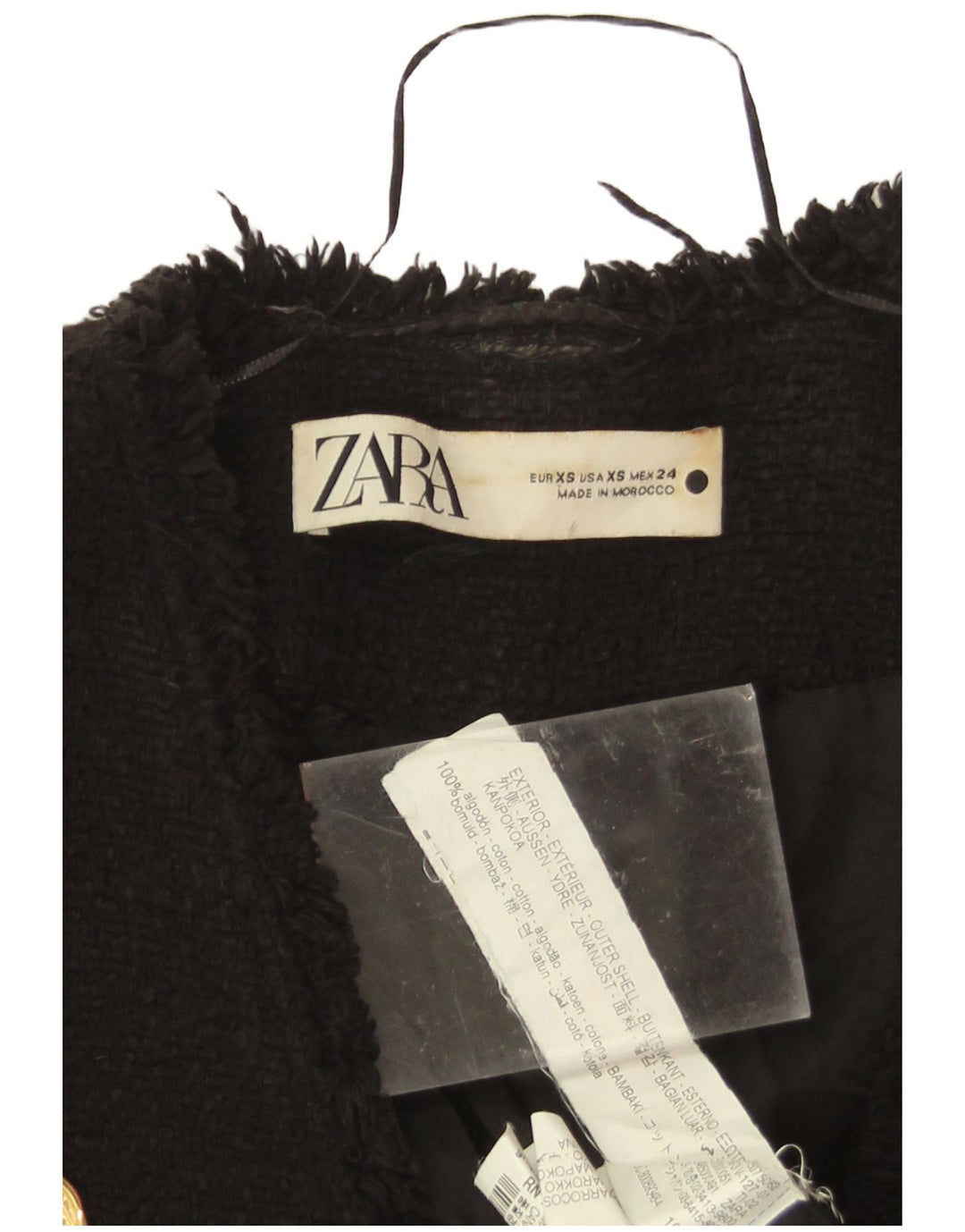 Zweireihiger Blazer für Damen von Zara, Gr. 6, XS, Schwarz, Baumwolle