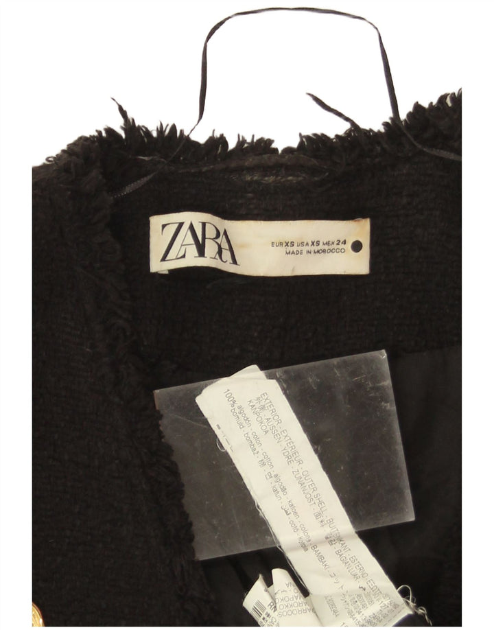 Zweireihiger Blazer für Damen von Zara, Gr. 6, XS, Schwarz, Baumwolle