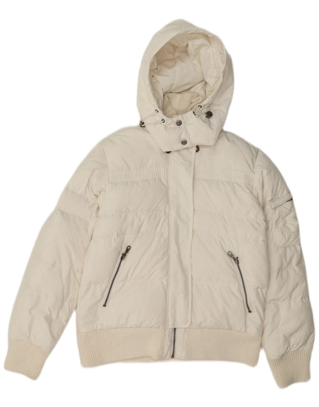 Diadora Damen-Bomberjacke mit Kapuze, wattiert, Gr. 10, Größe S, Weiß, Polyester