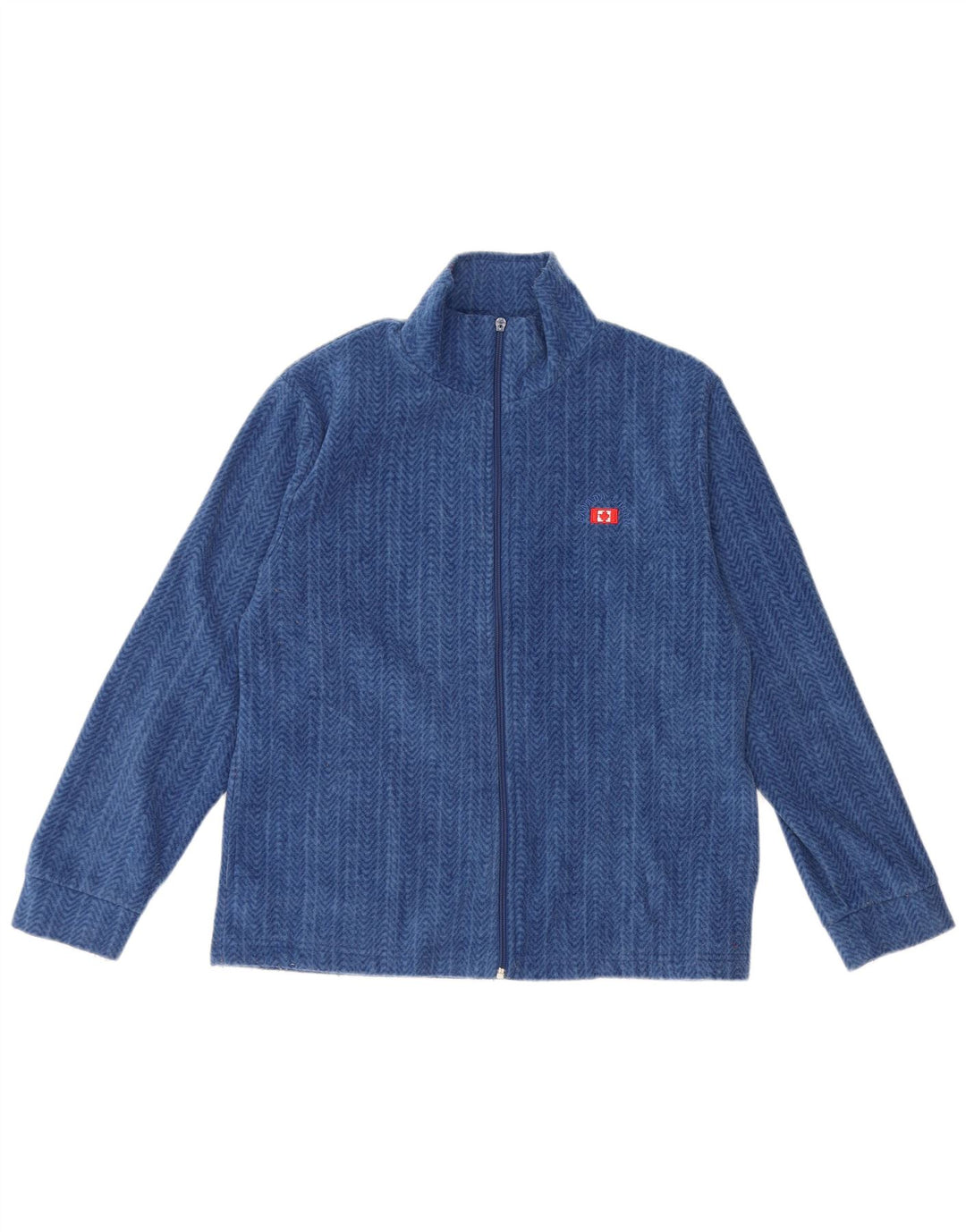 CANADA LOGAN Damen Fleecejacke UK 16 Großes blaues Fischgrätenmuster aus Polyester