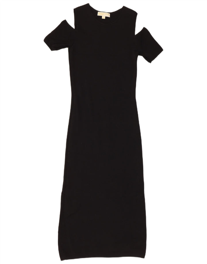MICHAEL KORS Damen Schulterfreies Maxikleid UK 12 Mittelschwarze Viskose