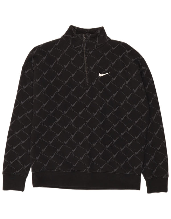 Nike Herren-Sweatshirt mit lockerer Passform, 1/4-Reißverschluss, Grafik, Größe S, Schwarz, Sport