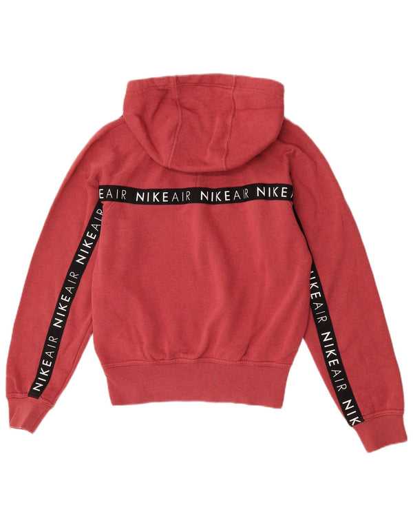 Nike Womens Graphic Oversized Hoodie Pullover UK 6 XS Rot Colourblock Baumwolle