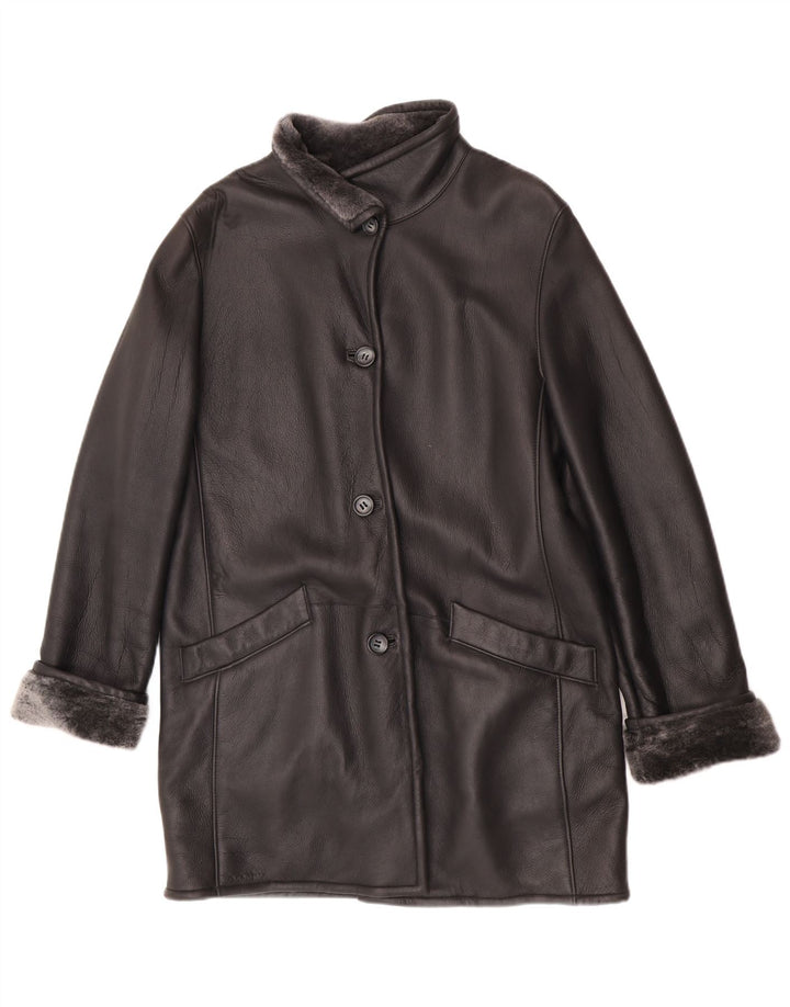 Elements Damen Shearling Coat UK 14 Large Schwarzes Schaffell