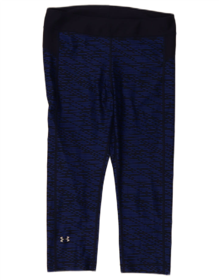 UNDER ARMOUR Damen Capri-Leggings UK 14 Medium Navy Blue Geometrisch
