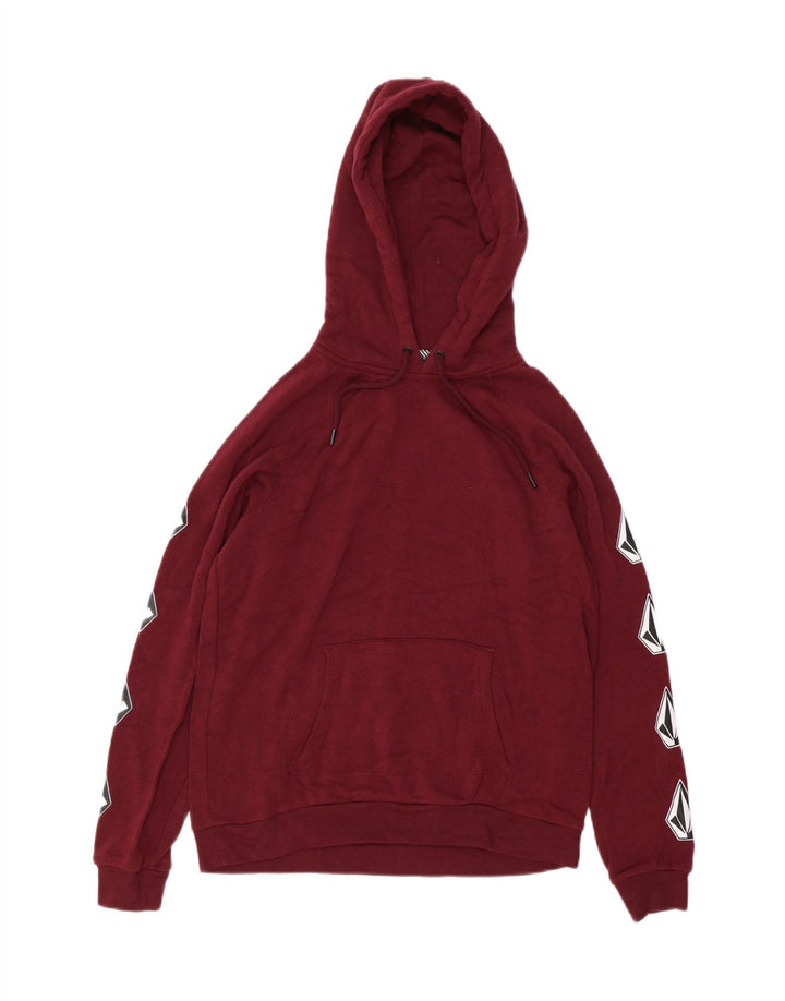 Volcom Womens Graphic Oversized Hoodie Pullover US 4/6 Small Burgunderrot
