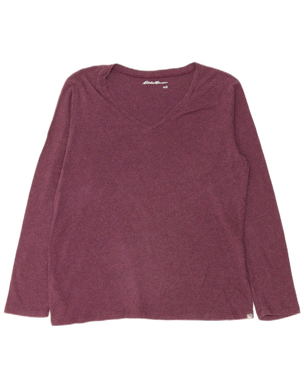 Eddie Bauer Damen Top Langarm UK 18 XL Burgund Baumwolle