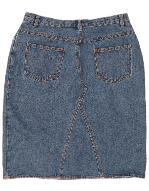 VINTAGE Damen Jeansrock mit hoher Taille, UK 18, XL, W32, Blau