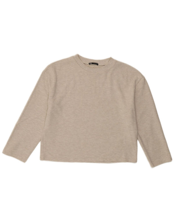 Zara Damen Blusenoberteil UK 14 Medium Beige Polyester