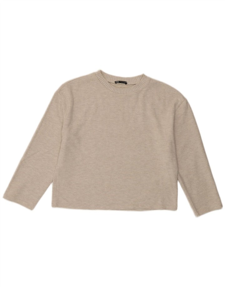 Zara Damen Blusenoberteil UK 14 Medium Beige Polyester