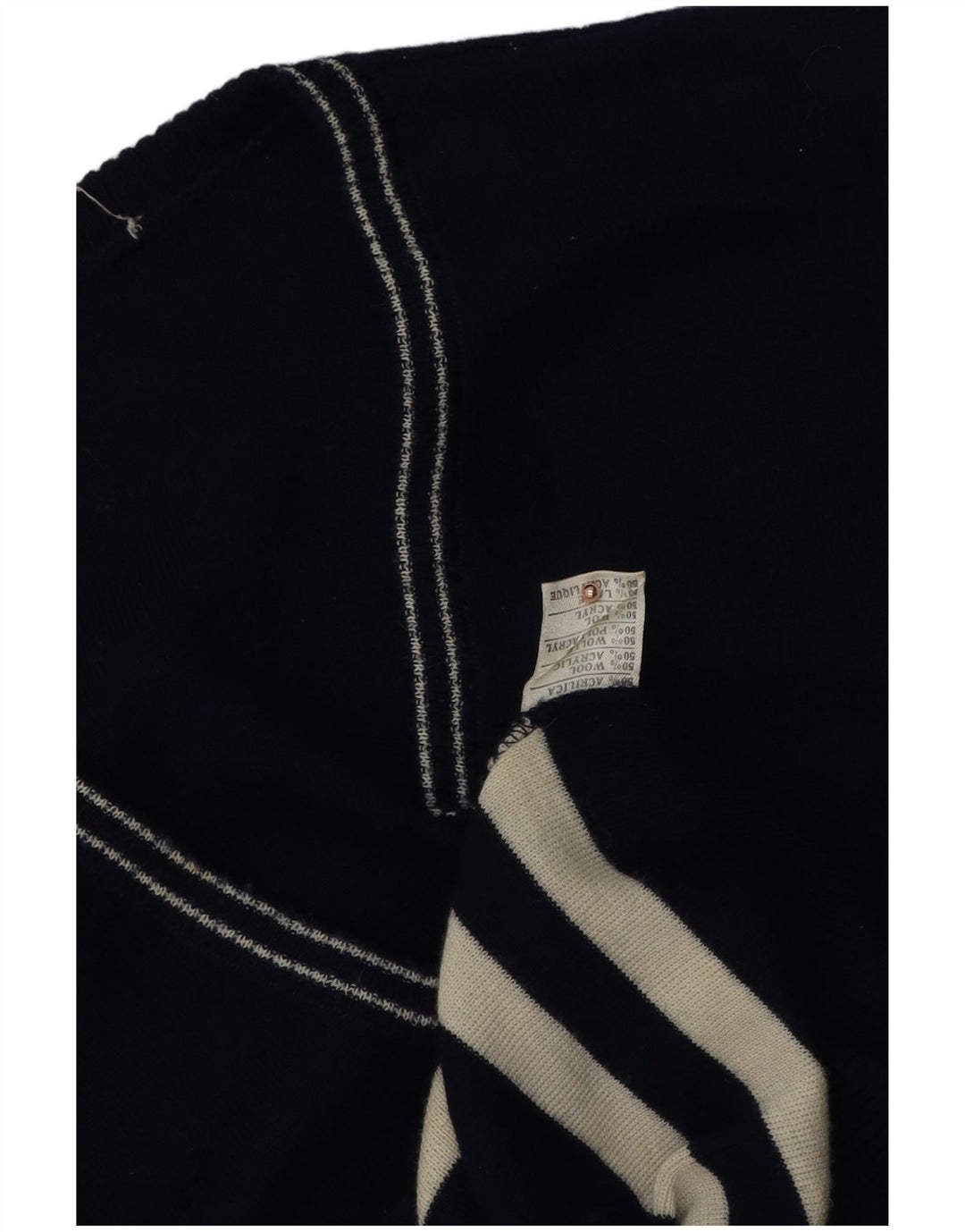 Vintage Herren Weste Tank Top Medium Marineblau gestreift Wolle