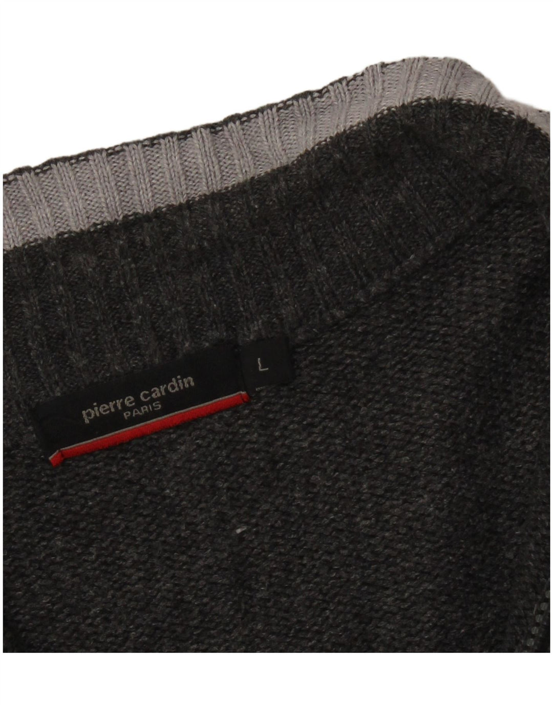 PIERRE CARDIN Herren-Pullover mit Reißverschluss am Hals, großes grau gestreiftes Acryl