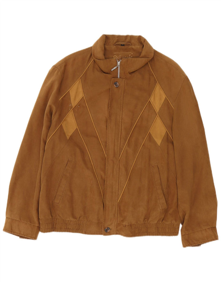 Vintage Herren Bomberjacke UK 42 XL Braun Argyle/Diamond Polyester