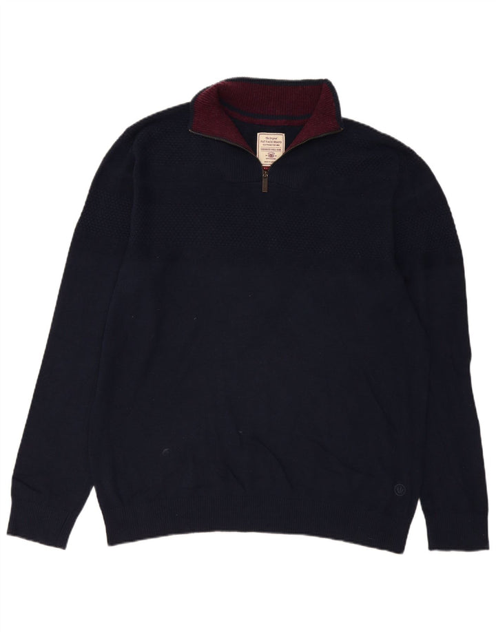 Fat Face Herren-Pullover mit Reißverschluss am Hals, XL, Marineblau, Baumwolle