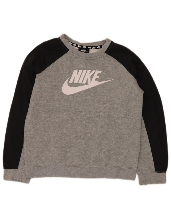NIKE Grafik-Sweatshirt für Jungen, 10–11 Jahre, Mittelgrau, Farbblock