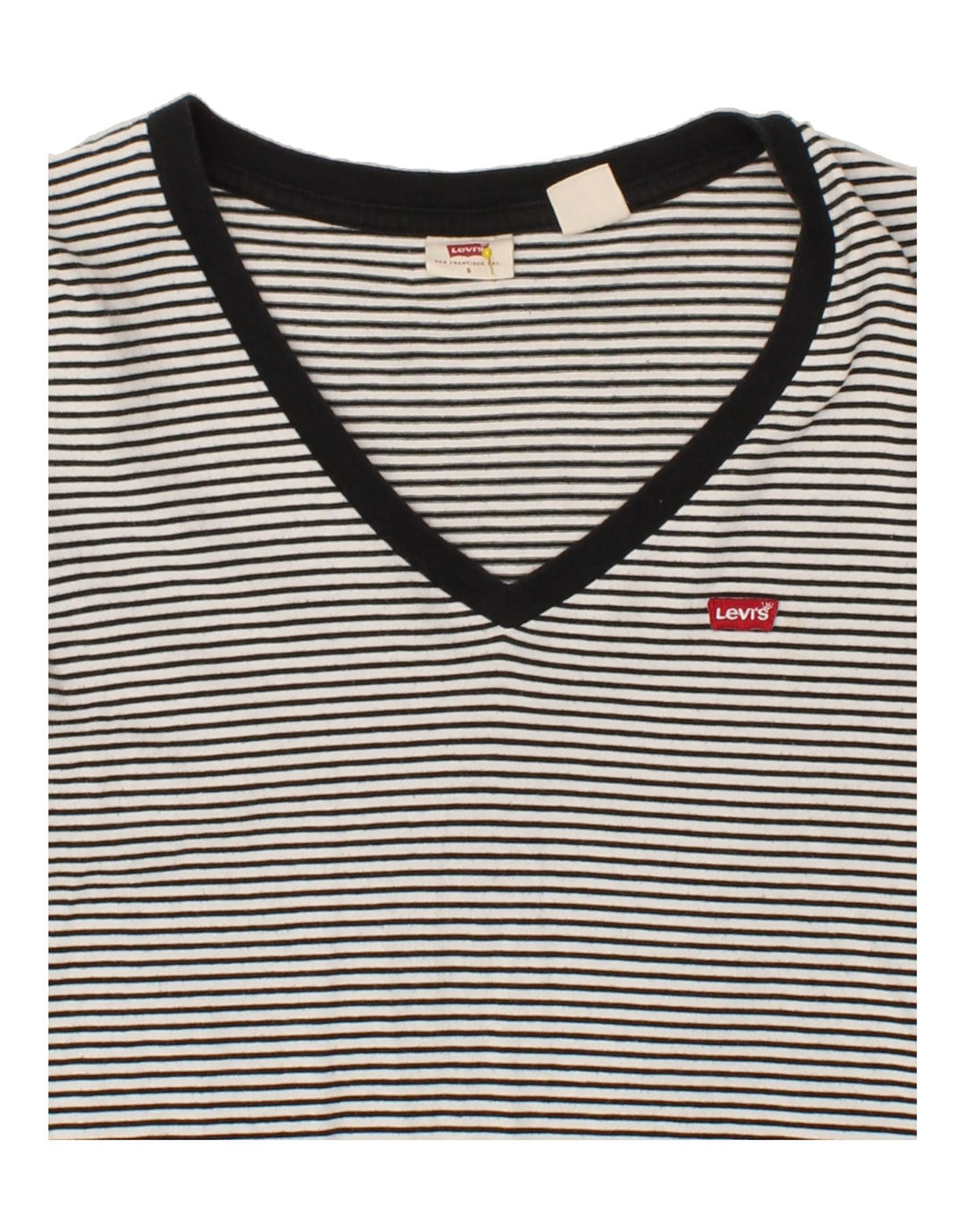 LEVI'S Womens T-Shirt Top UK 10 Small Navy Blue Striped Vintage Levi's and Second-Hand Levi's from Messina Hembry 