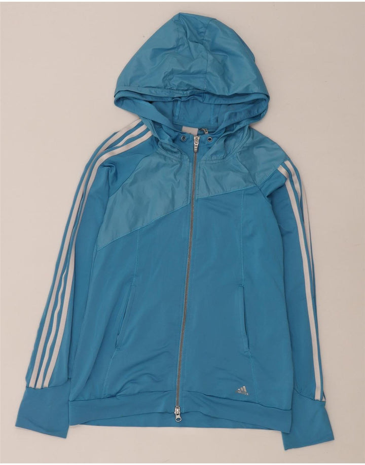 Adidas Damen Zip Hoodie Pullover UK 10 Small Blau Polyester