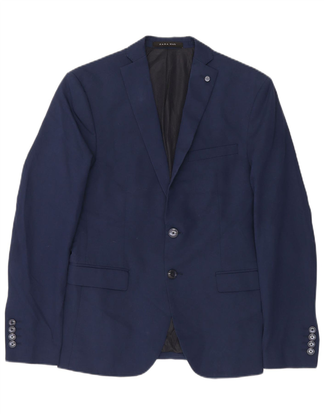 Zara Herren 2-Knopf-Blazerjacke EU 46 XL Marineblaue Viskose