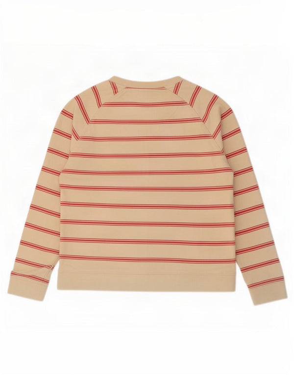Crew Clothing Womens Sweatshirt Jumper UK 14 Medium Beige Striped Cotton