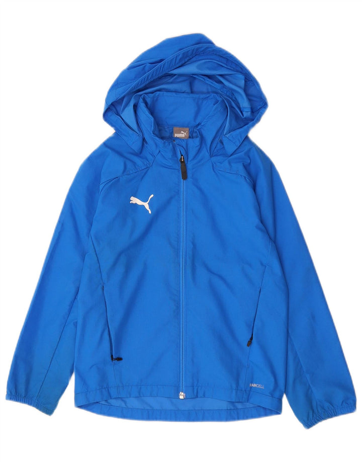Puma Jungen Regenjacke mit Kapuze, 7–8 Jahre, blaues Polyester
