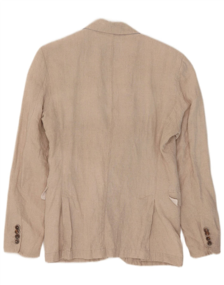 Zara Herren-Blazer mit 2 Knöpfen, EU 46, kleines beiges Leinen