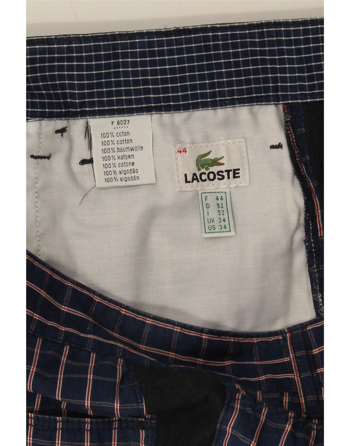 Lacoste Herren-Chinoshorts, Größe 44, groß, W34, marineblau karierte Baumwolle