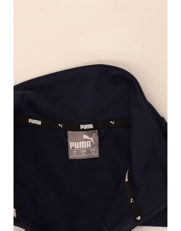 PUMA Mens Tracksuit Top Jacket Medium Navy Blue Colourblock Polyester Vintage Puma and Second-Hand Puma from Messina Hembry 