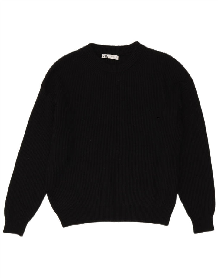Zara Herren-Pullover mit Rundhalsausschnitt, Mittelschwarzes Polyester