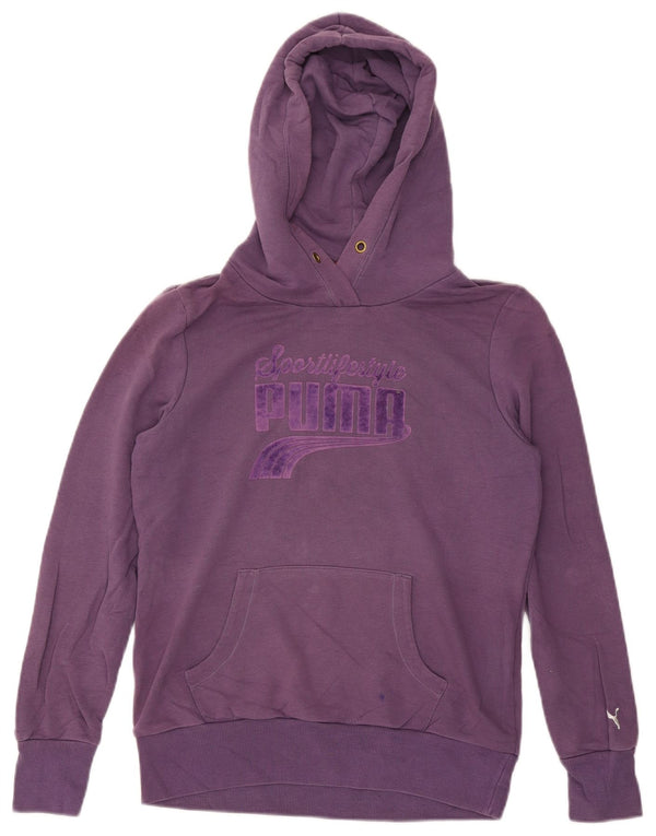 Puma Womens Graphic Hoodie Pullover UK 14 Mittellila Baumwolle