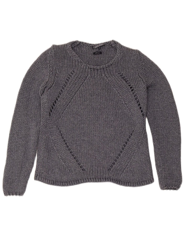 Tommy Hilfiger Damen-Pullover mit U-Boot-Ausschnitt, Gr. 6, XS, graue Viskose