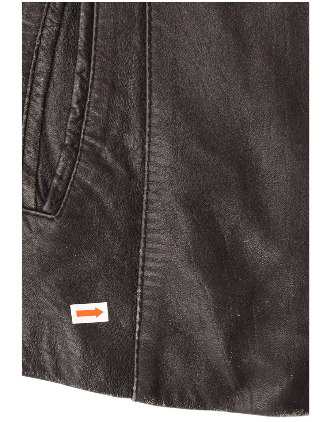 VINTAGE Womens Leather Jacket IT 48 XL Black Leather